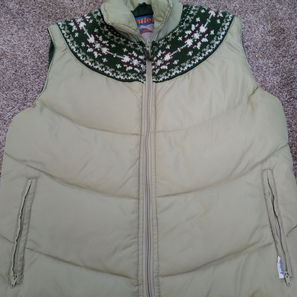 Vintage Antler Vest Brown Down Feather Medium
